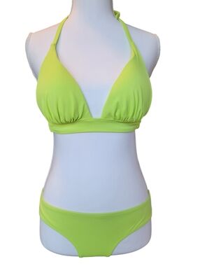 Victoria's Secret Neon Green PushUp Padded Triangle Bikini Top W/ Cheeky Bottoms